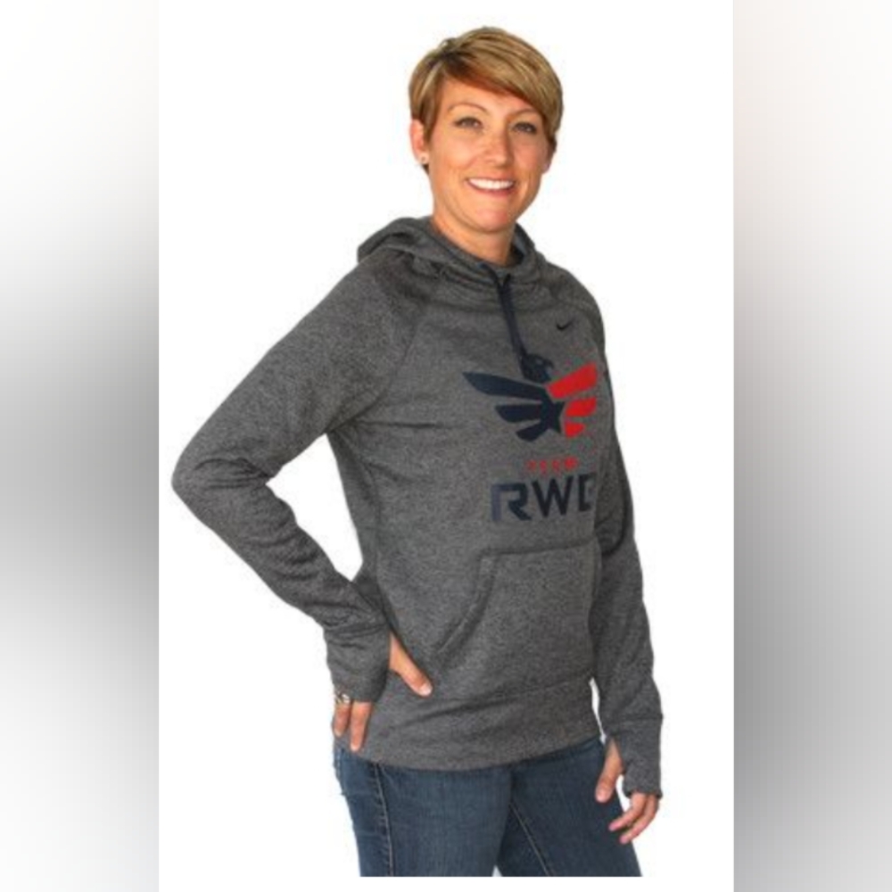 Nike Therma Fit Team Red White Blue RWB Women's Gray Hoodie Size Large Polyester